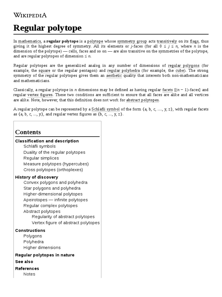 Regular Polytope Classification and Description PDF Vertex