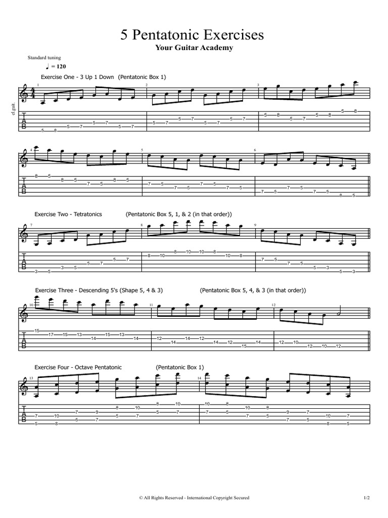 5 Pentatonic Exercises PDF Pitch (Music) Musical Compositions