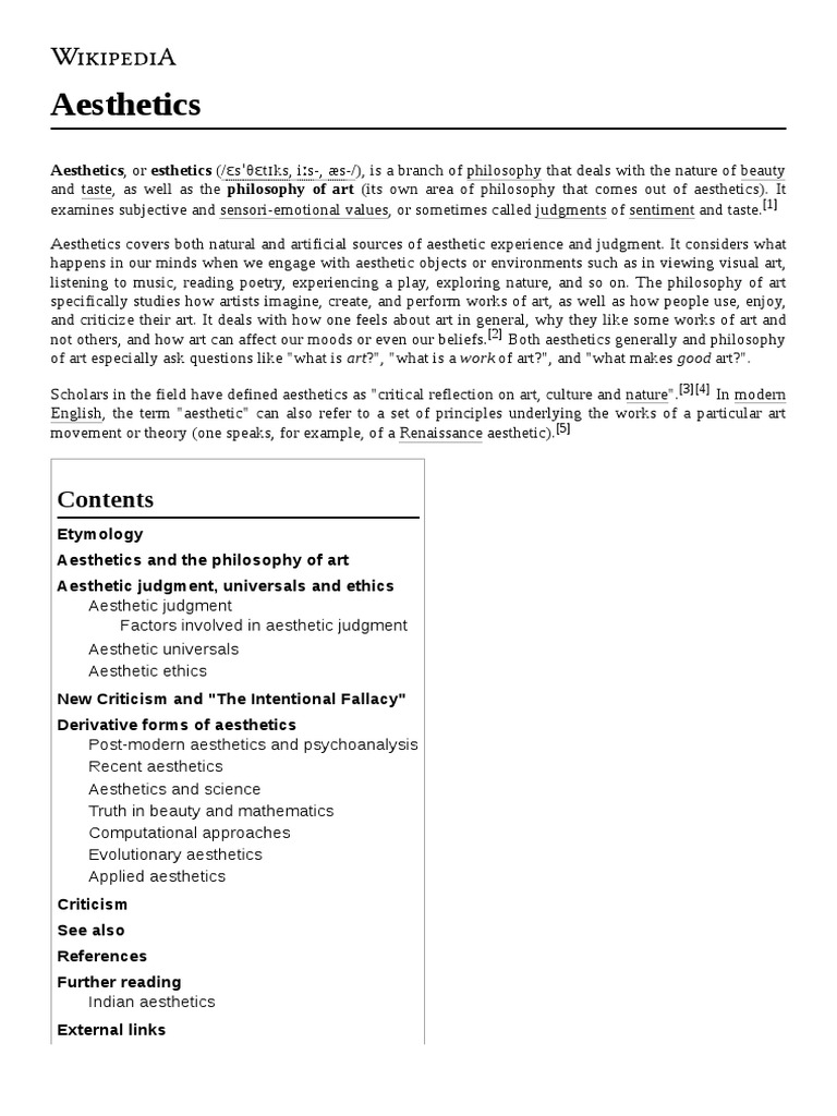 Aesthetics PDF | PDF | Aesthetics | Mental Processes
