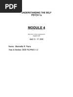 Understanding The Self Psych 1A: Name: Marinette R. Parra Year & Section: BSE FILIPINO 1-2