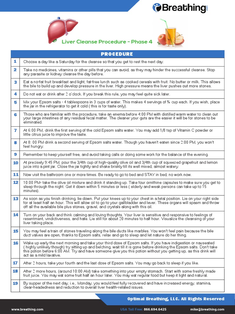 Liver Cleanse Procedure Phase 4 PDF Bile Food And Drink
