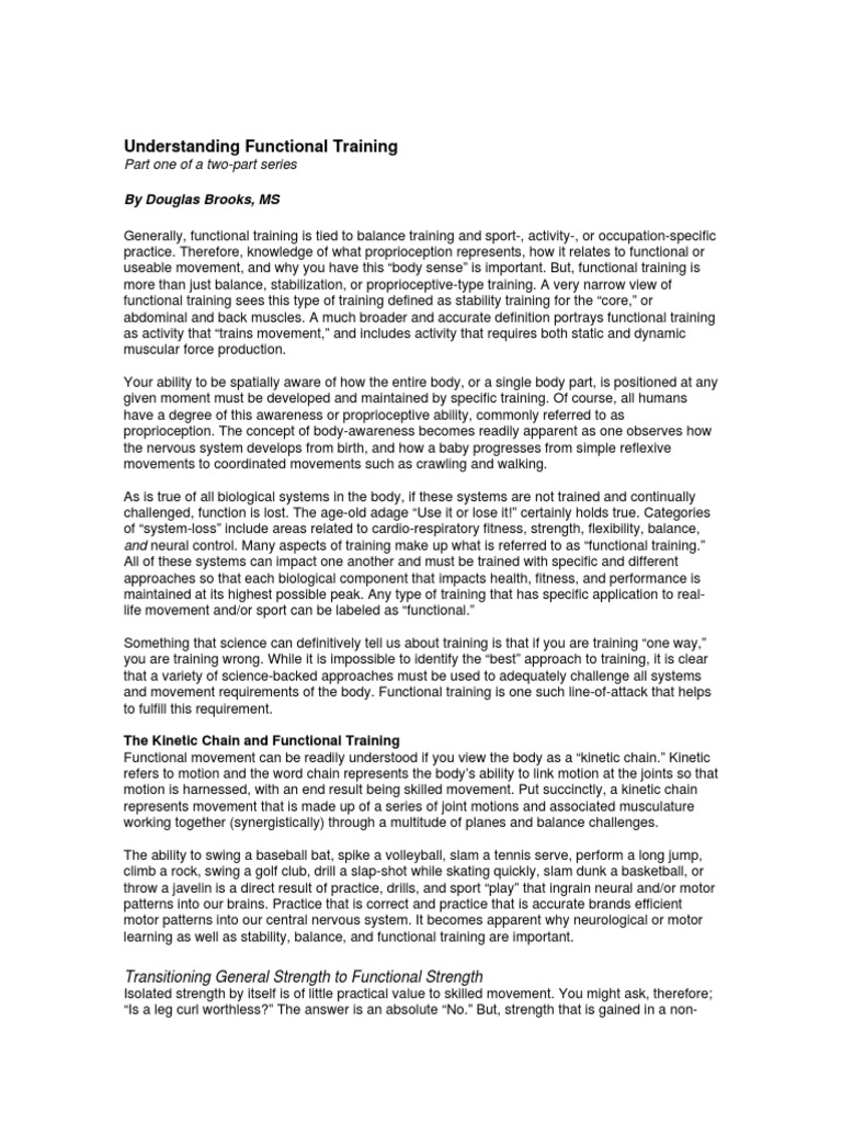 Functional Training: Key Concepts Explained | PDF | Balance (Ability ...