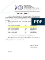 Certification: Region IX, Zamboanga Peninsula Schools Division of Zamboanga Del Norte