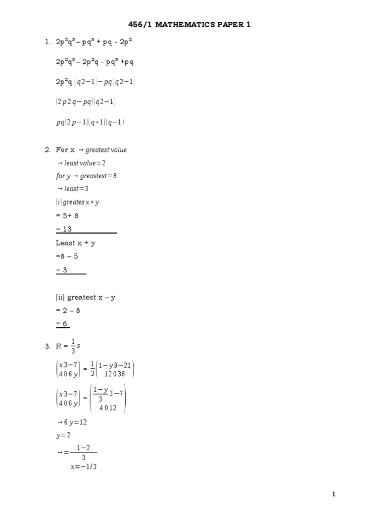 Grade 7 & 9 Mathematics Paper 1 Solutions | PDF | Elementary Geometry ...
