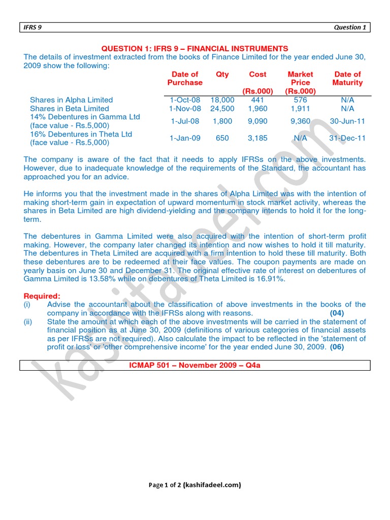 Question 1: Ifrs 9 - Financial Instruments | PDF | Financial Economics ...