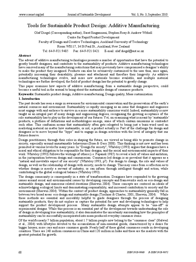 Tools For Sustainable Product Design: Additive Manufacturing | PDF | 3 ...