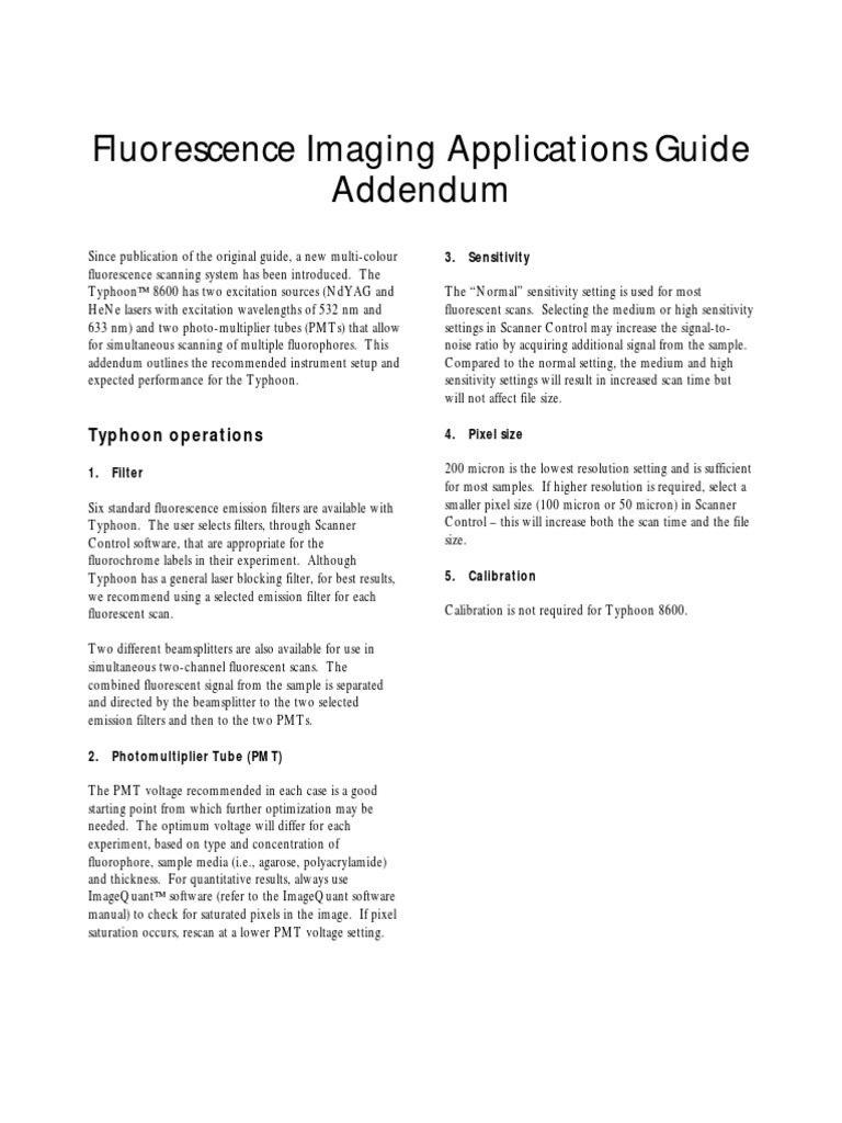 Fluorescence Imaging Apllications Guide Addendum | PDF | Agarose Gel ...