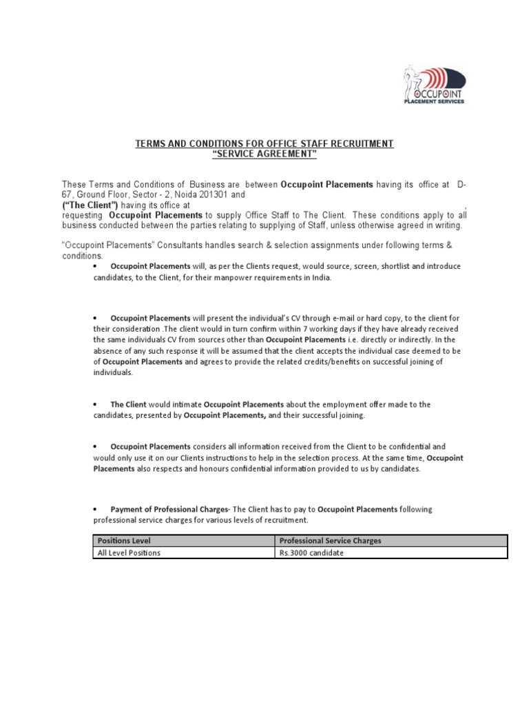Agreement Final | PDF | Payments | Recruitment