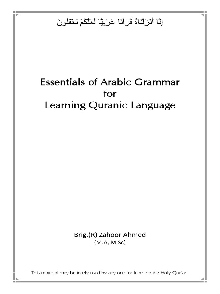 Essentials of Arabic Grammar Eng PDF | PDF | Grammatical Gender