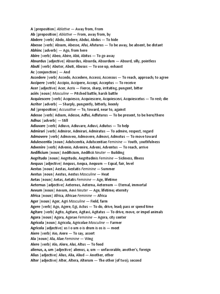 Latin Words | PDF | Grammatical Gender