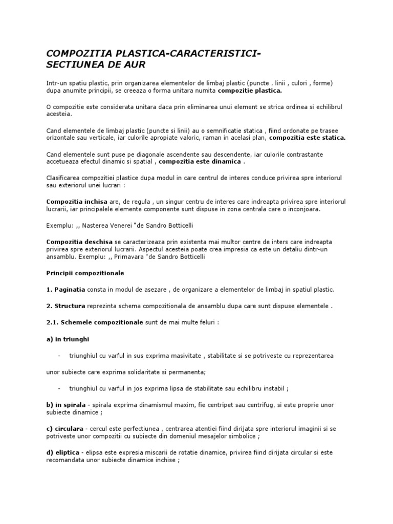Compozitia Plastica | PDF