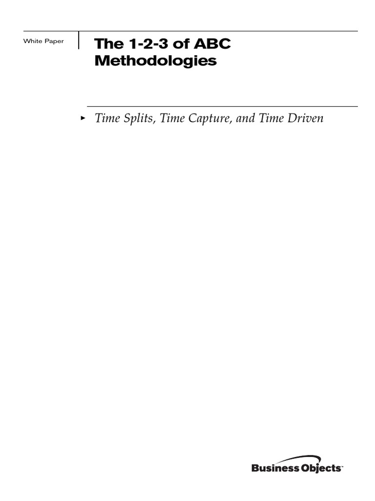 The 123 of ABC Methodologies Time Splits, Time Capture, and Time
