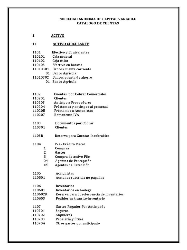 Catálogo de Cuentas Contables PDF | PDF | Bancos | Servicios financieros