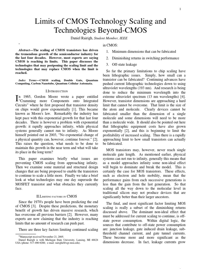 Limits of CMOS Technology Scaling | PDF | Cmos | Semiconductor Device ...