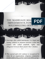 The Marriage, Marriage Impediments, Vows - The Solemnizing Official