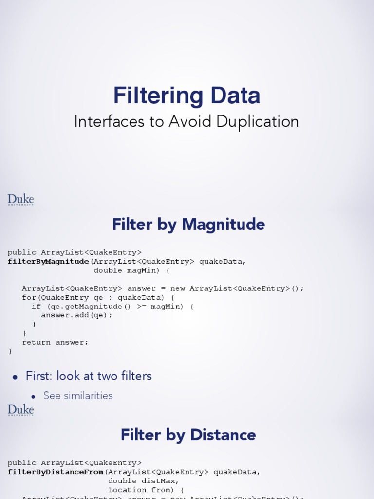Filtering Data: Interfaces To Avoid Duplication | PDF | Interface ...