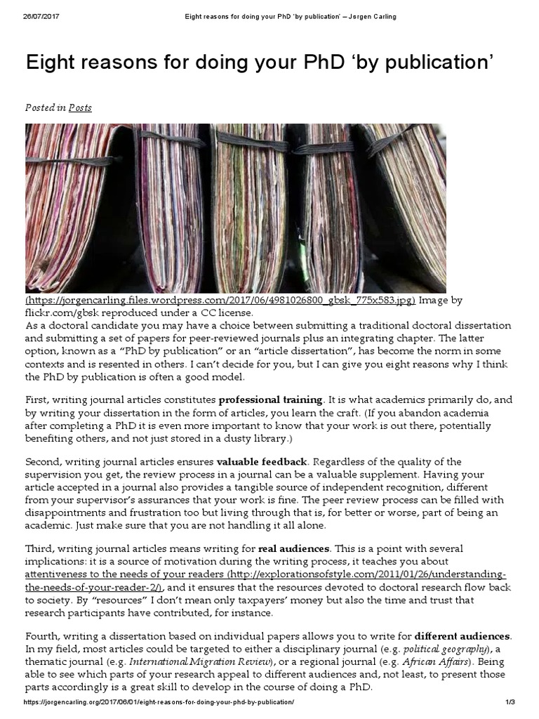 Benefits of a PhD by Publication | PDF | Thesis | Academia