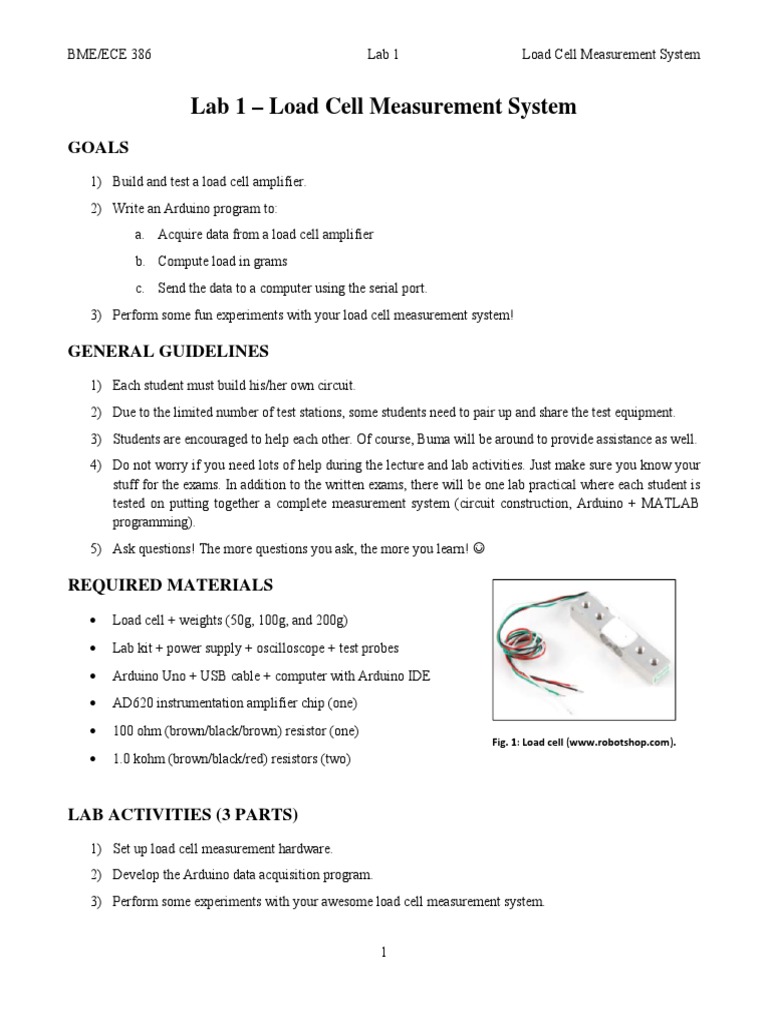Load Cell Measurement System Lab Guide | PDF | Arduino | Amplifier