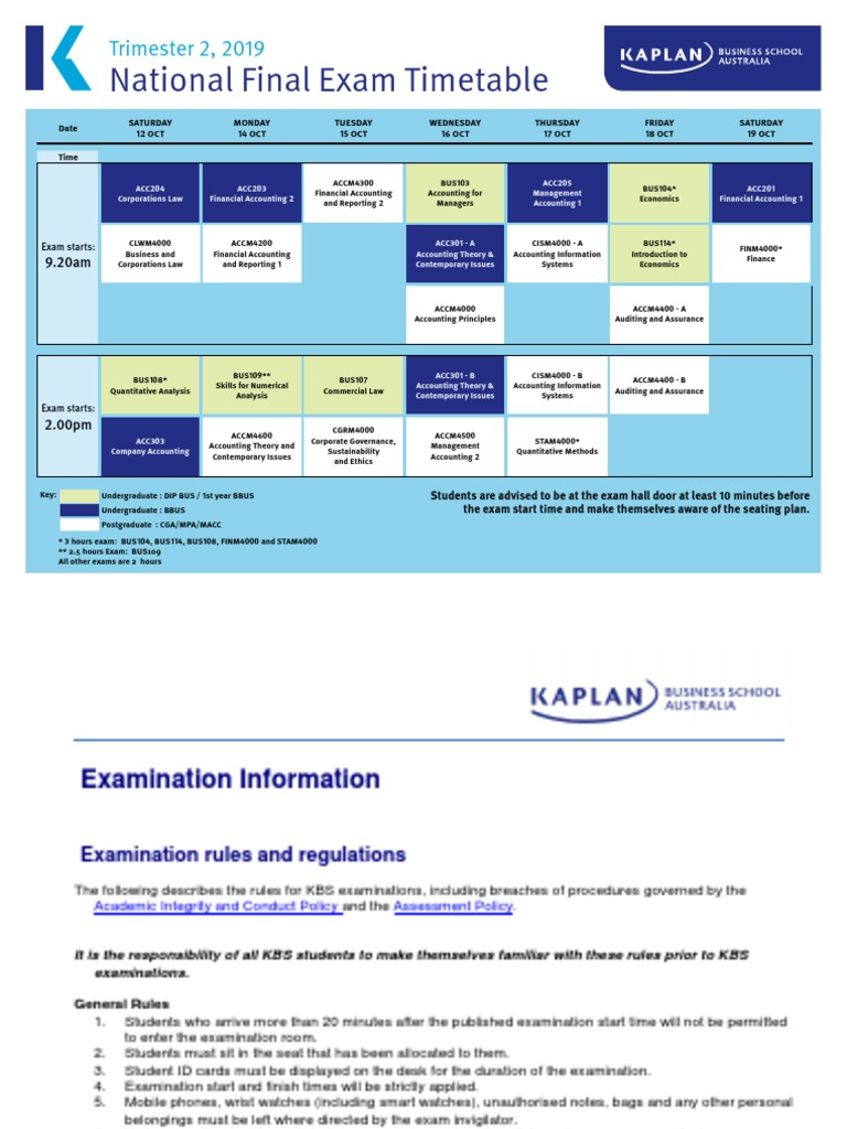 Exam Rules for KBS Students | PDF | Test (Assessment) | Accounting