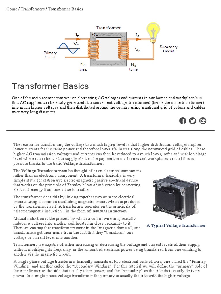 Transformer Basics And Transformer Principles Pdf Pdf Transformer