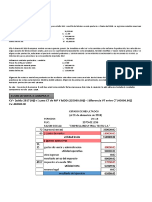 Tarea ER Comparativos PDF | PDF | Estado de resultados | Contabilidad