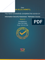 Information Security Awareness - Refresher Course - Completion - Certificate