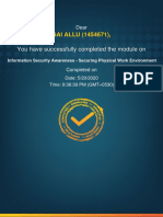 Information Security Awareness - Securing Physical Work Environment - Completion - Certificate