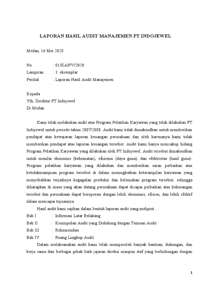 Deffry Aprialdy Nim 190522030 Laporan Hasil Audit Manajemen Pt Indojewel