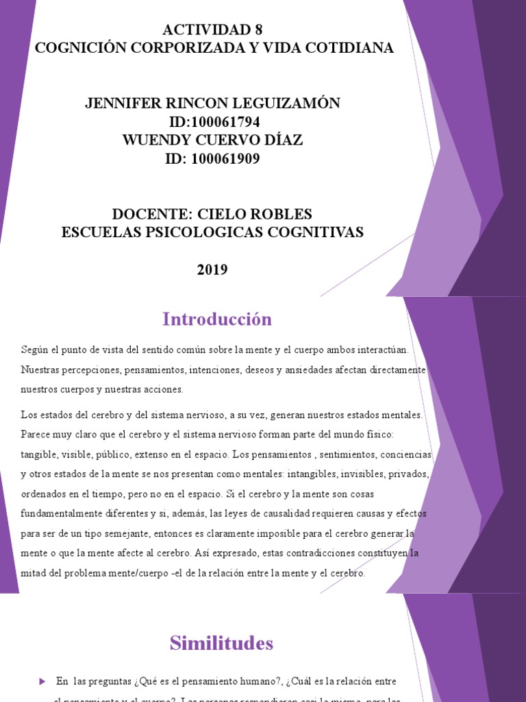 Actividad 8 Cognición Corporizada y Vida Cotidiana | PDF | Filosofía de ...