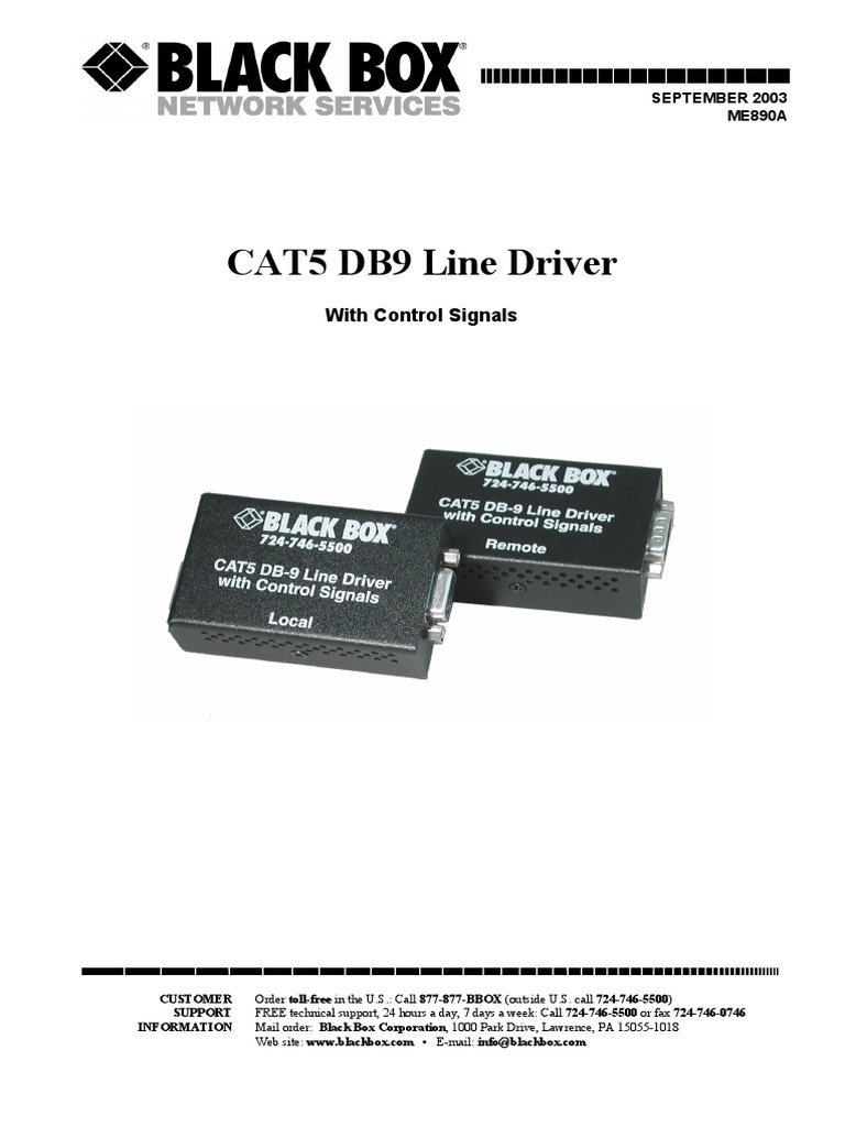 CAT5 DB9 Line Driver With Control Signals PDF