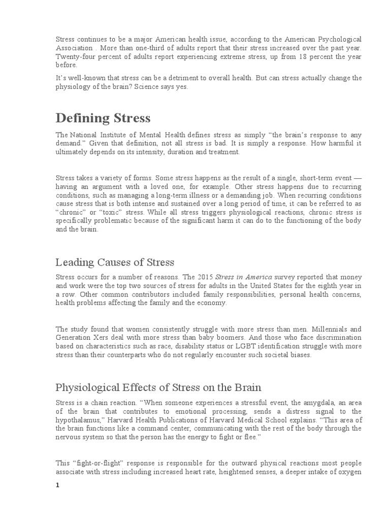 Defining Stress: Leading Causes of Stress | PDF | Relaxation ...