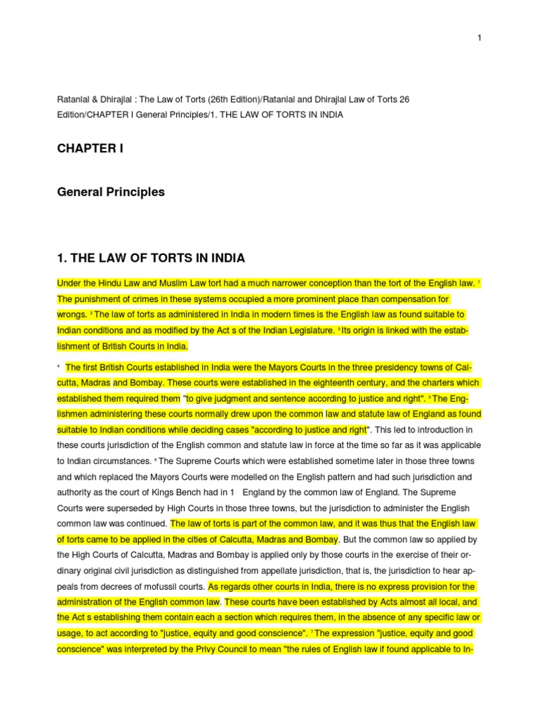Law of Torts in India: Overview | PDF | Tort | Damages