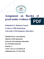Assignment On Burden of Proof Under Evidence Law