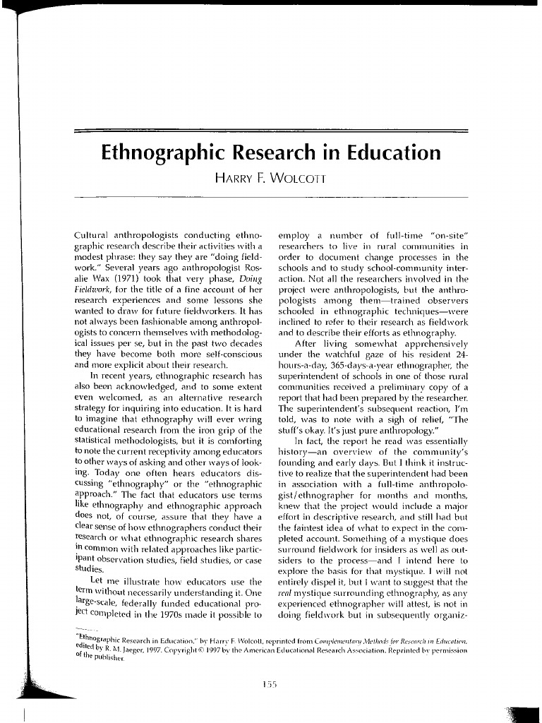 example of ethnographic research topic