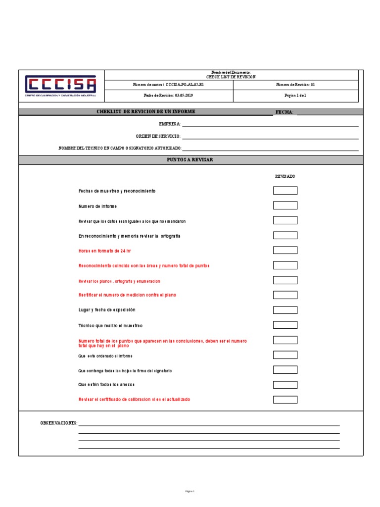 Check List de Revicion de Un Informe | PDF