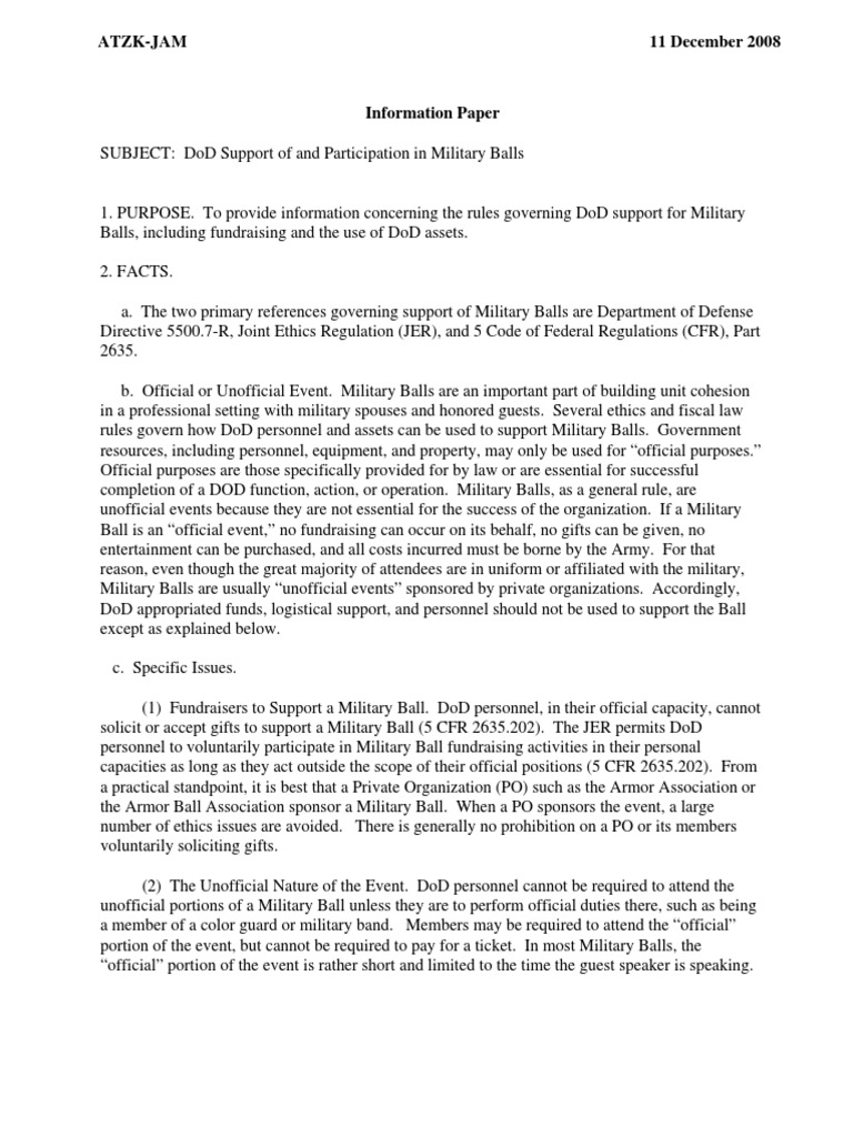 DoD Guidelines for Military Balls | PDF | United States Department Of ...