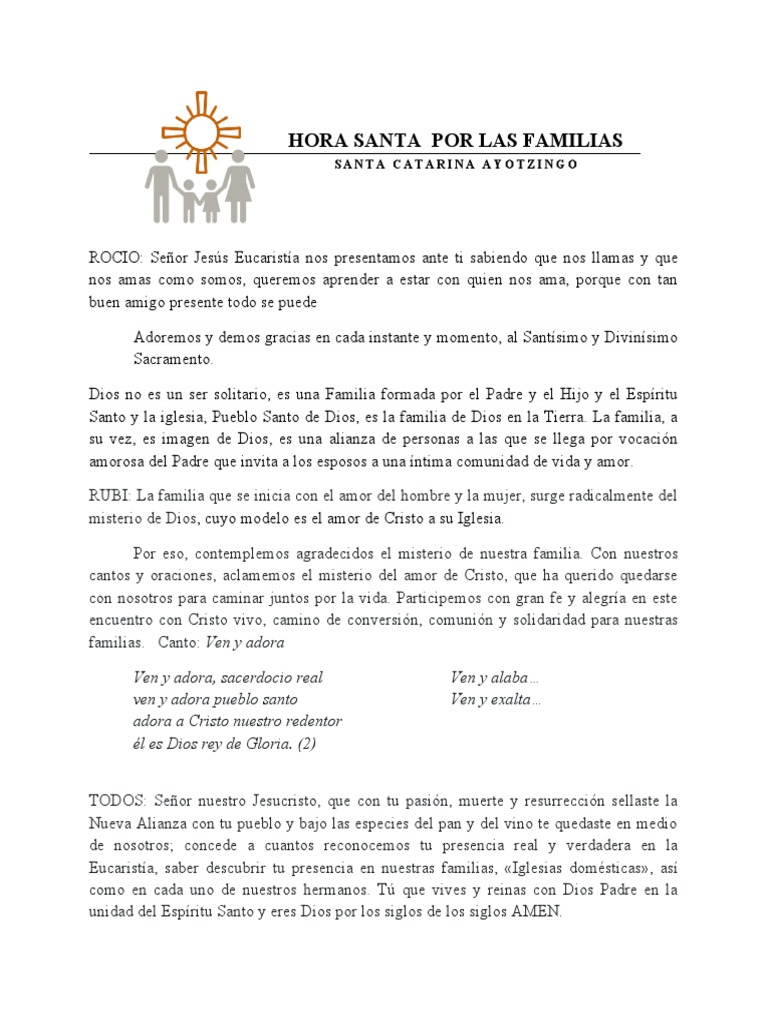 Hora Santa por las Familias | PDF | eucaristía | Cristo (título)