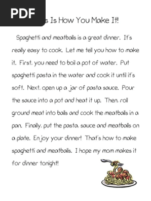 procedural writing - spaghetti and meatballs