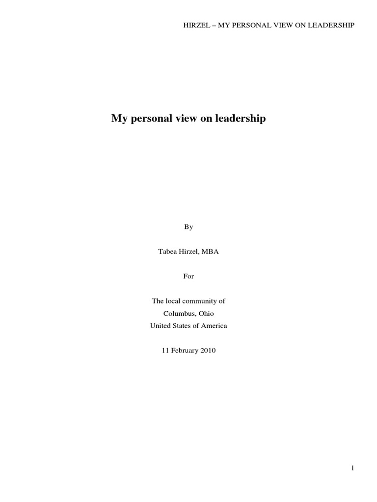 Insights on Leadership by Tabea Hirzel | PDF | Value (Ethics) | Leadership