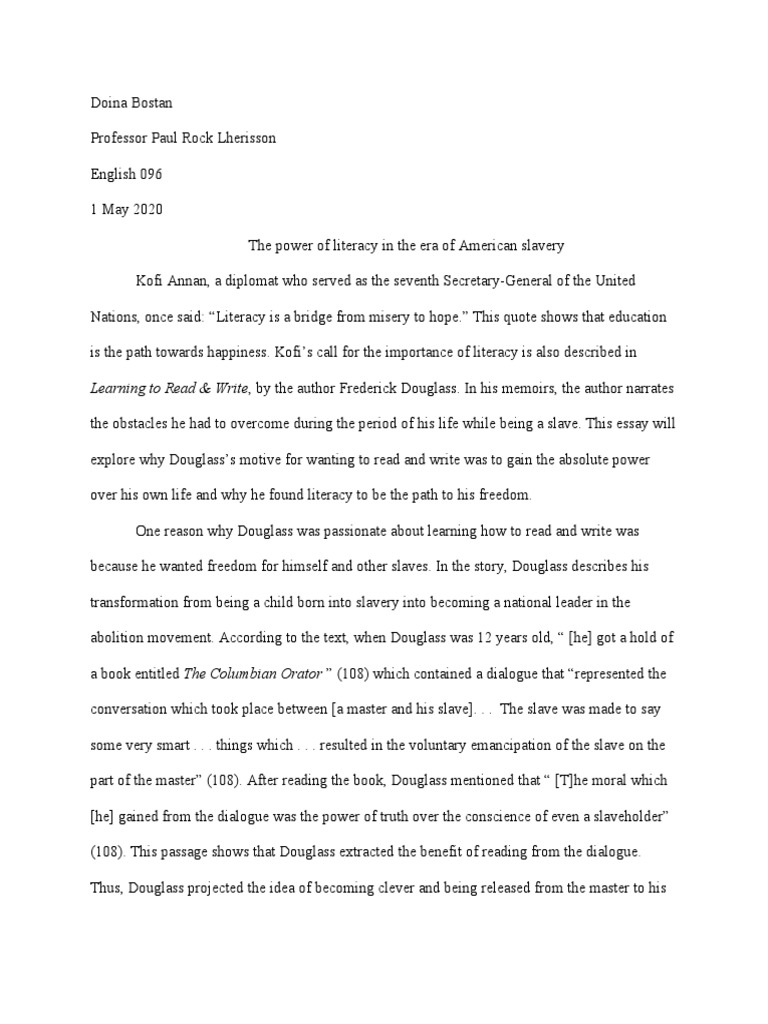 Learning to read and write douglass pdf frederick douglass