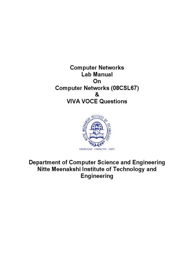 Computer Networks Lab Manual On Computer Networks (08CSL67) & VIVA VOCE