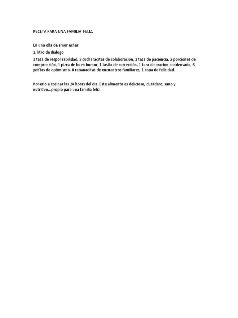 Receta para Una Familia Feliz | PDF
