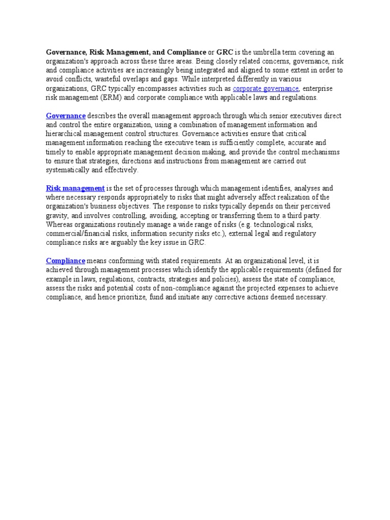 Governance, Risk, and Compliance Overview | PDF