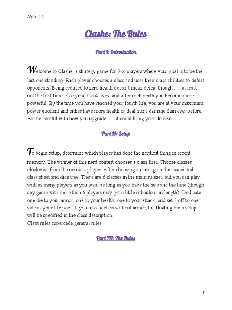 Clashe Game Rules and Setup Guide | PDF | Leisure Activities ...