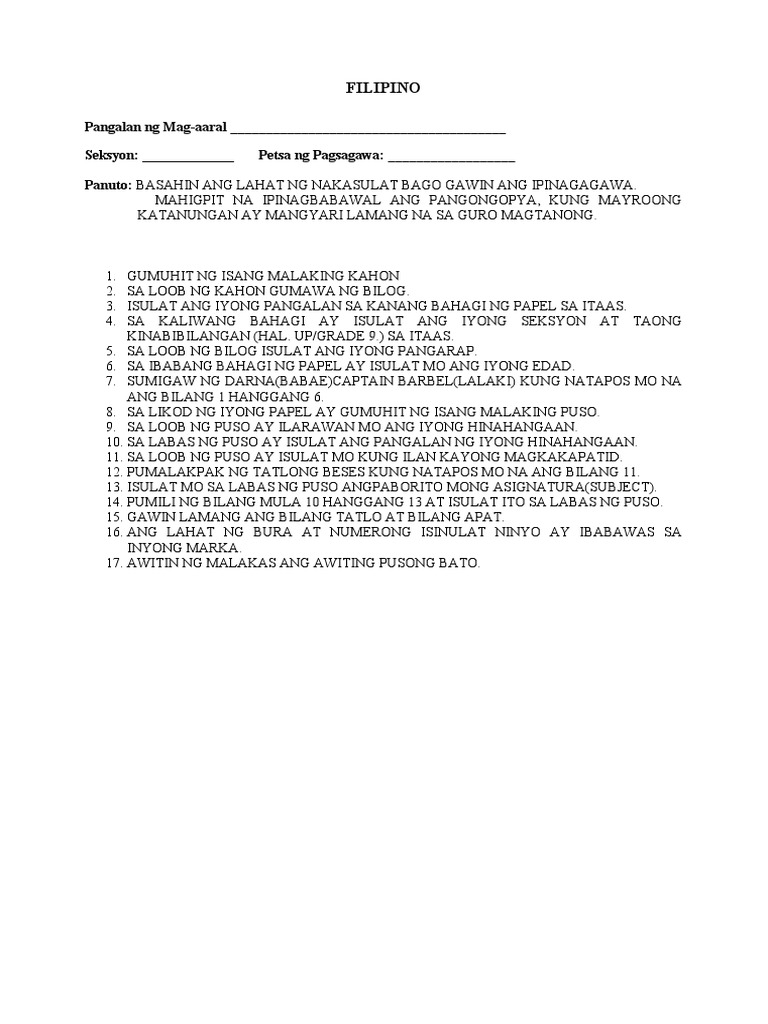 Pagsunod Sa Panuto | PDF