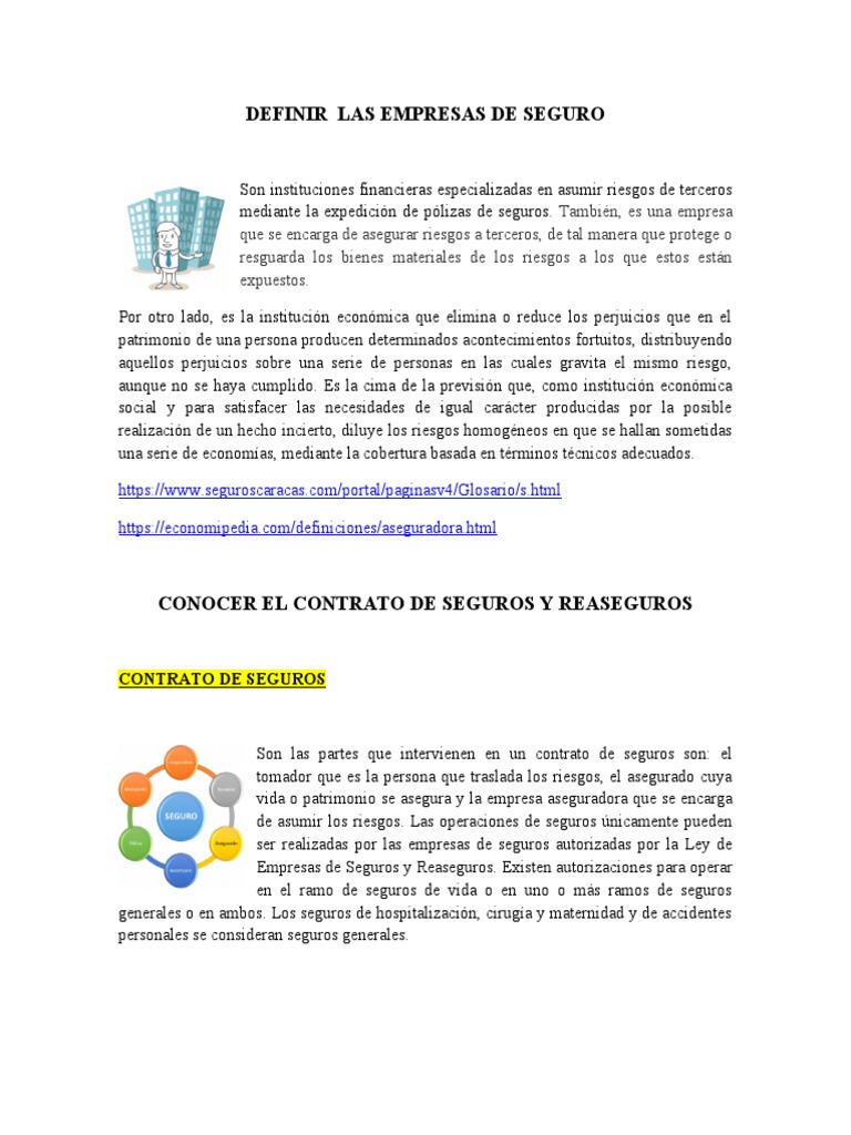 Definición de Empresas de Seguros | PDF | Reaseguro | Póliza de seguros