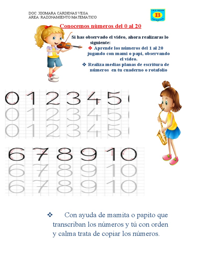 Escritura de Números del 1 al 20 | PDF