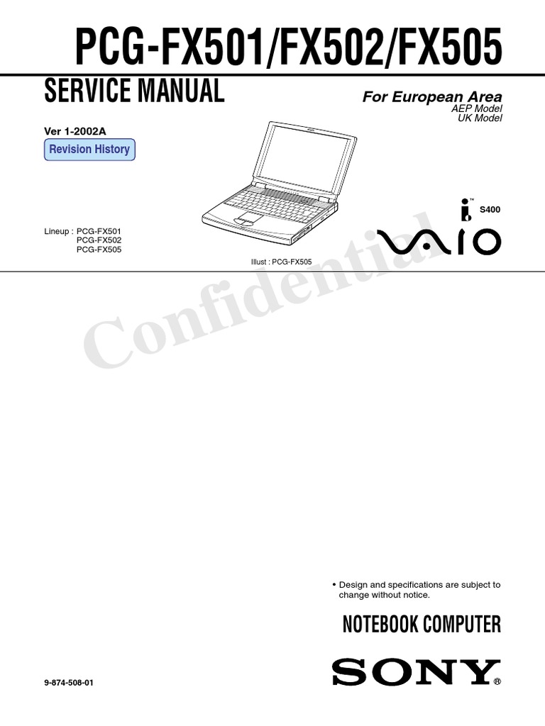Service Manual: PCG-FX501/FX502/FX505 | PDF | Manufactured Goods ...