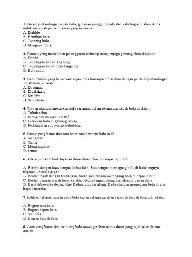 Soal Pjok Kelas 8 Pdf