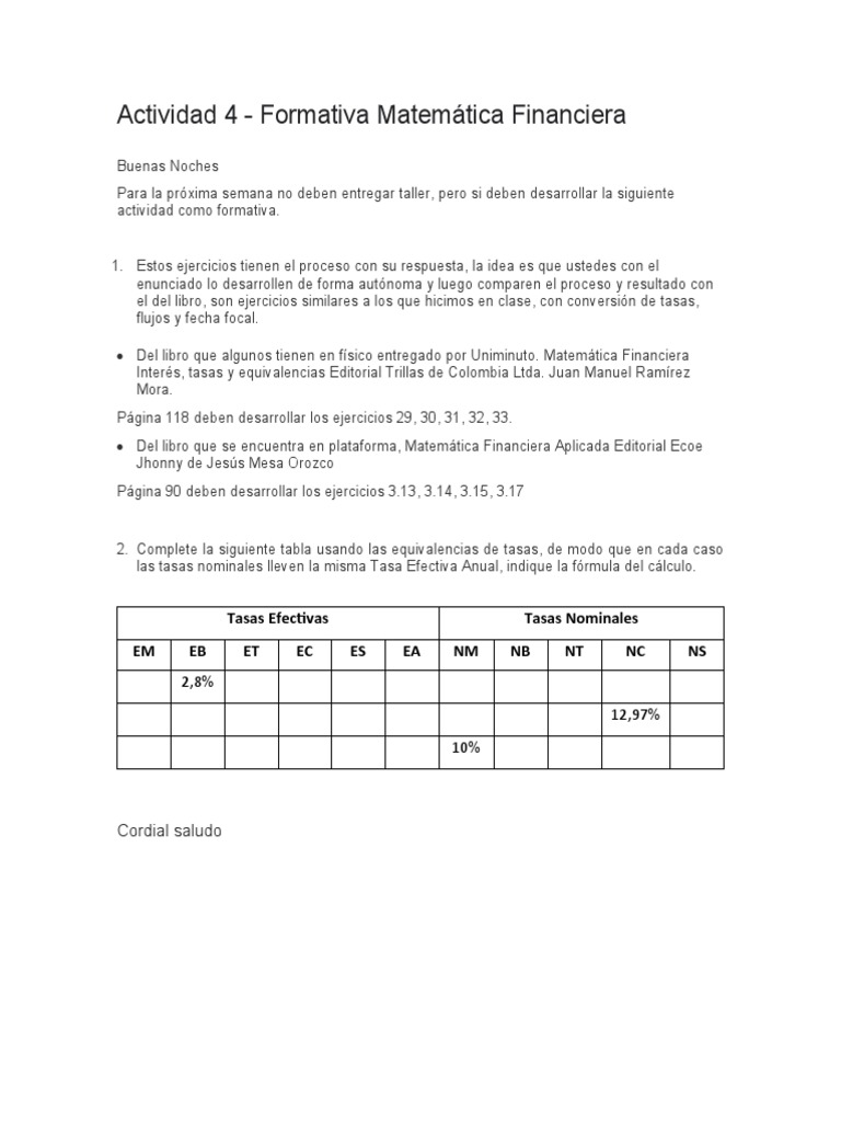 Actividad 4 Matematica Financiera | PDF
